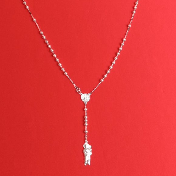 925 sterling SILVER men and women/Catholic ROSARIO necklace - Picture 13 of 16